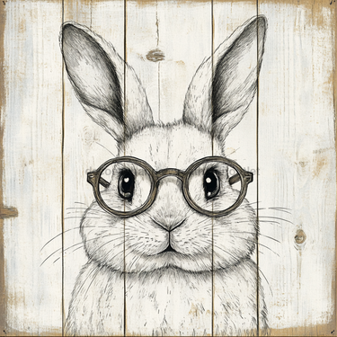 Easter Sign, Bunny in Glasses, DCO-12885, Sign For Wreath, 10x10